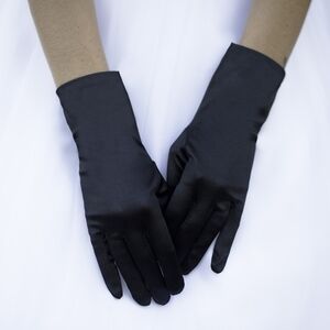 NWT Black Satin Gloves Bridal Dressy Fashion